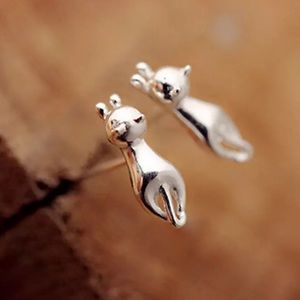 Sterling Silver 925 Cat Earrings